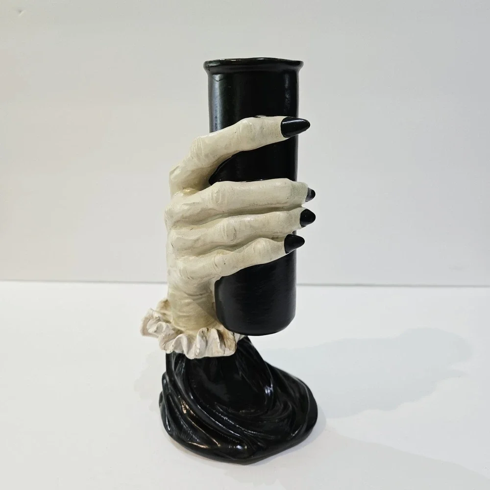 Ashland Halloween Witch Hand Vase Container Black White Tabletop Decor New!